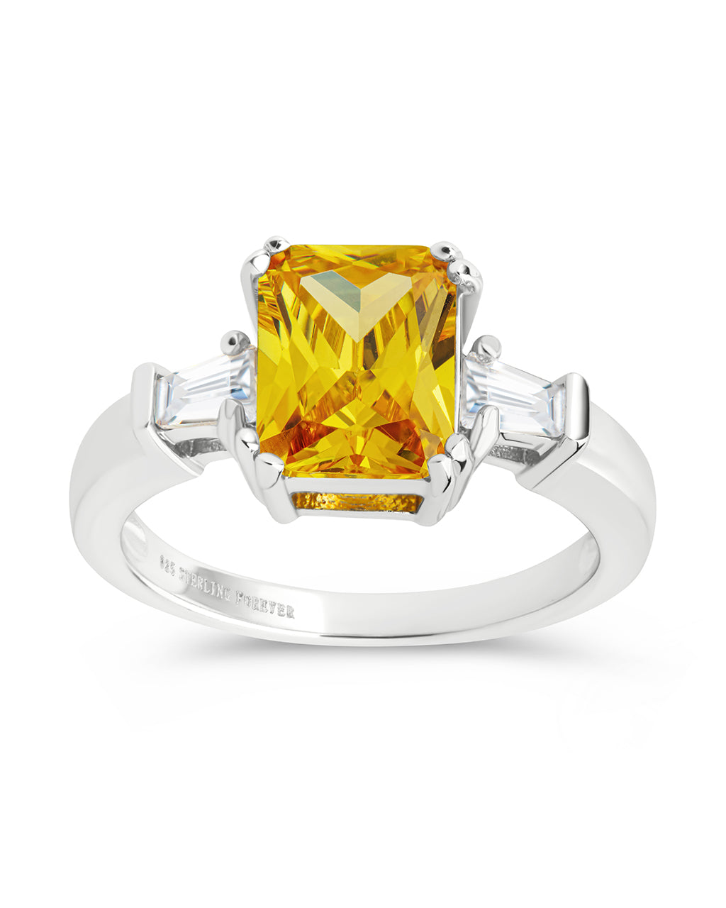 Sterling Silver Paris's Canary CZ Engagement Ring