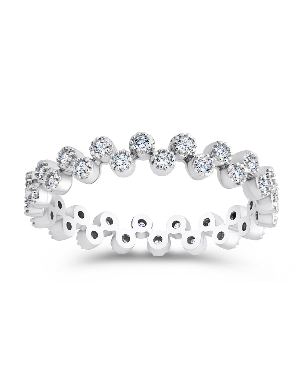 silver cz bubbles band ring