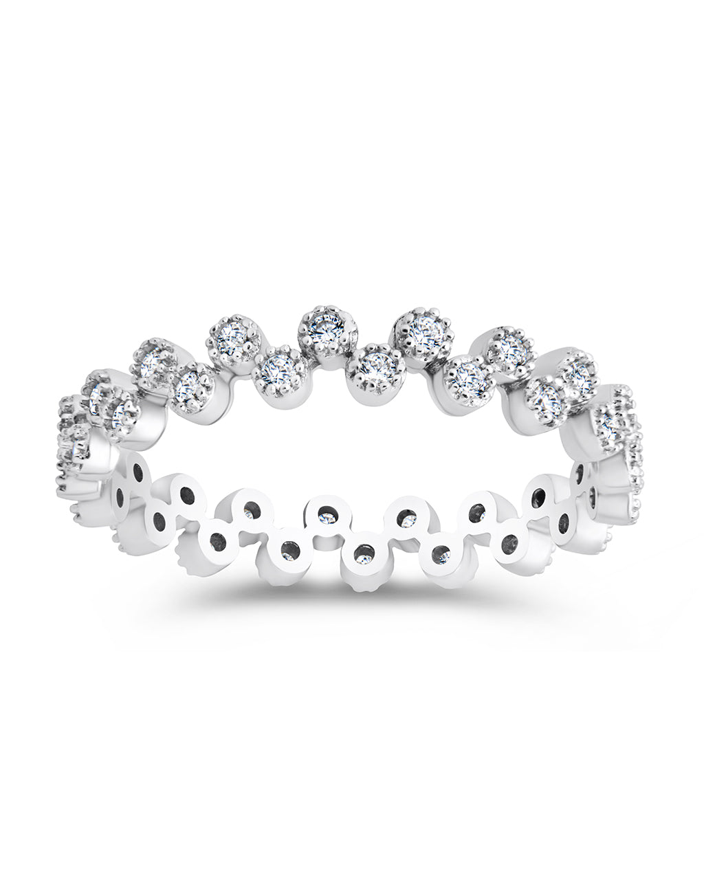 silver cz bubbles band ring