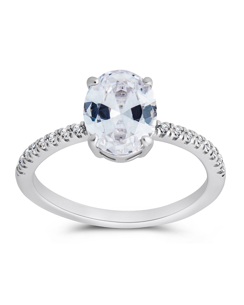 Sterling Silver Cubic Zirconia Oval Ring Silver 7