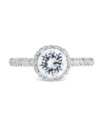 Sterling Silver Round Brilliant CZ Ring with Bead Set Border