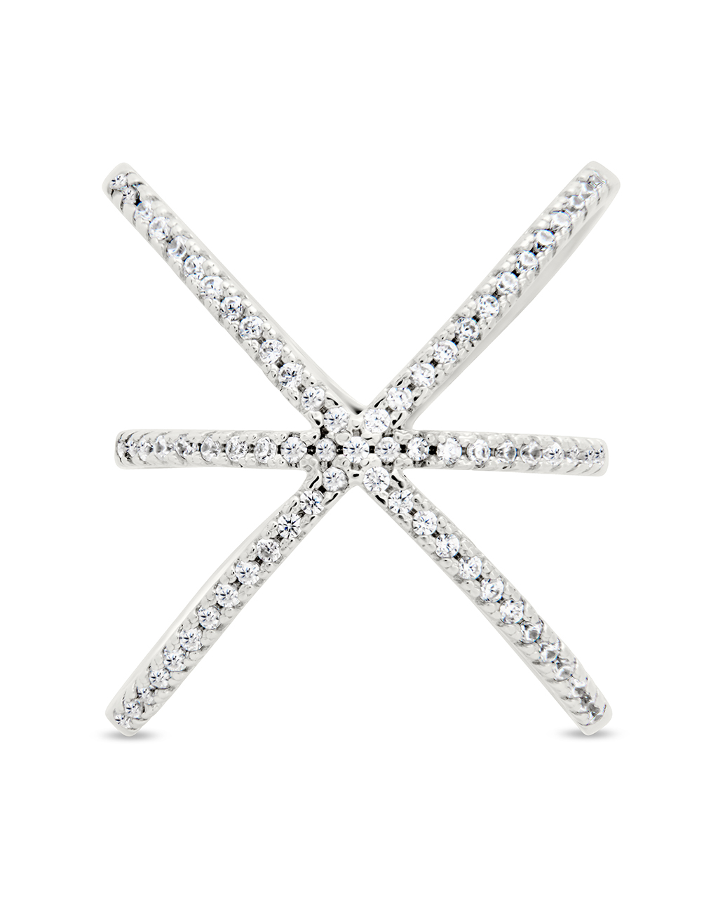 Sterling Silver CZ Criss Cross X Ring