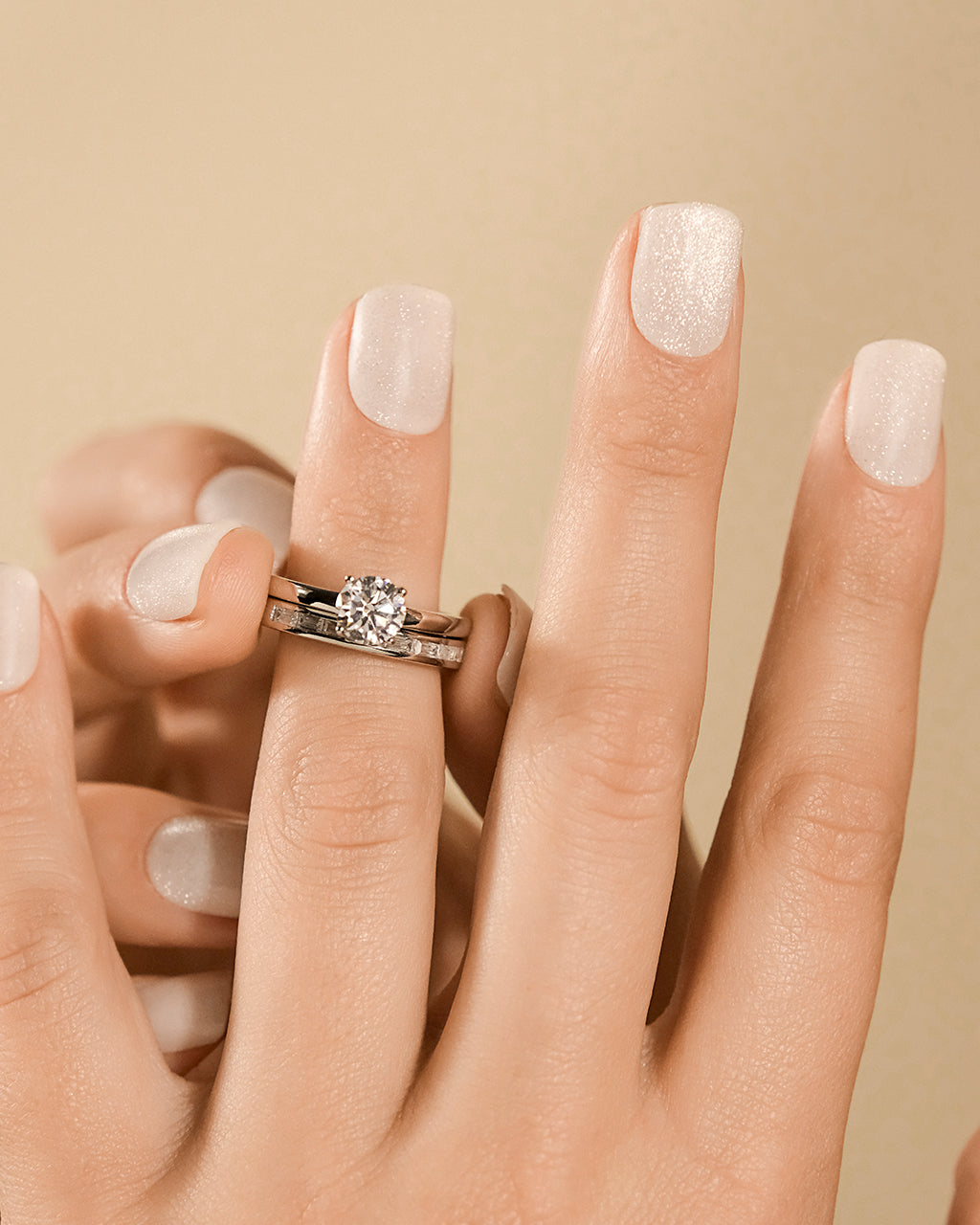 Sterling Silver Round CZ Solitaire Ring Set of 2