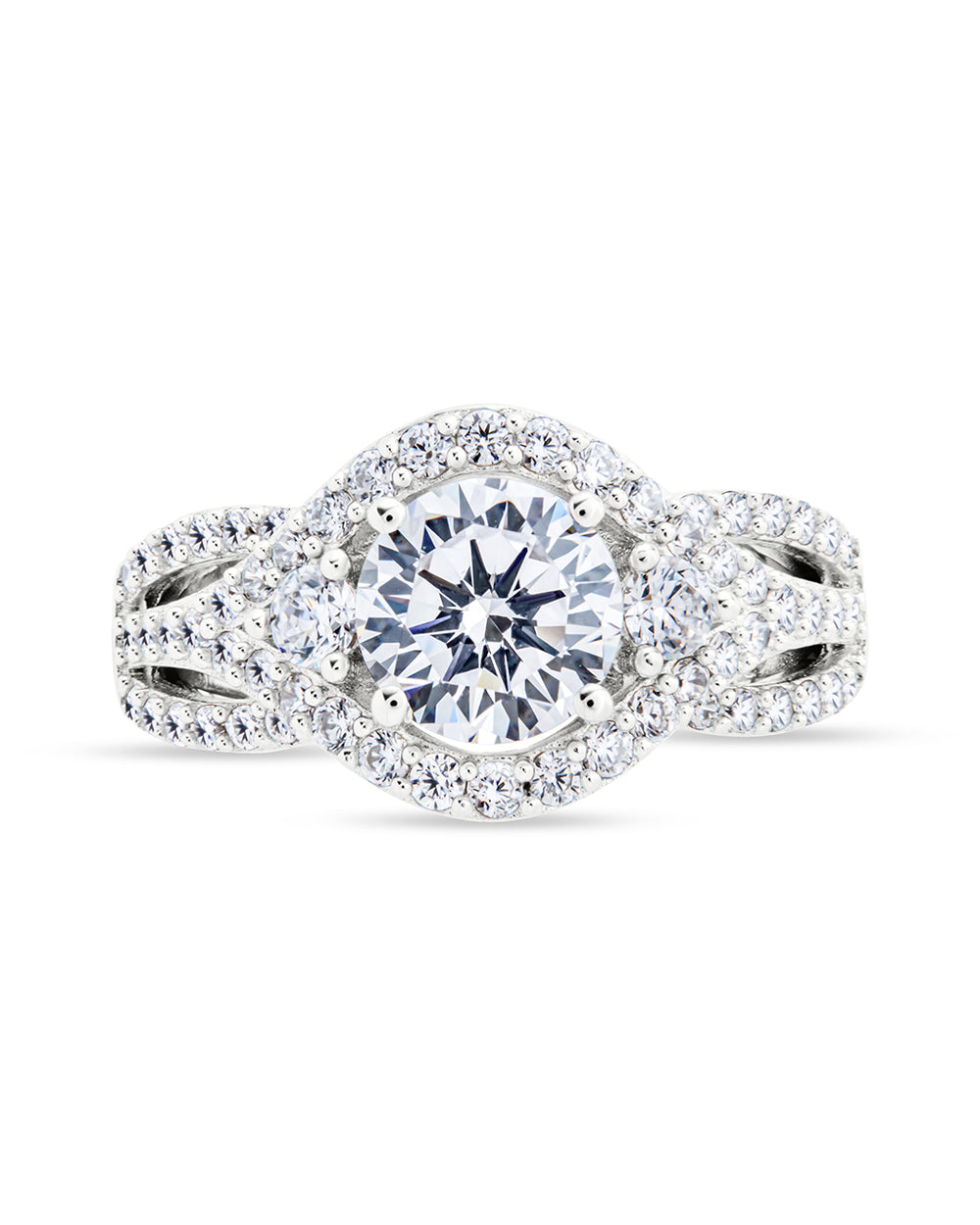 Sterling Silver Round CZ 3-Stone Ring