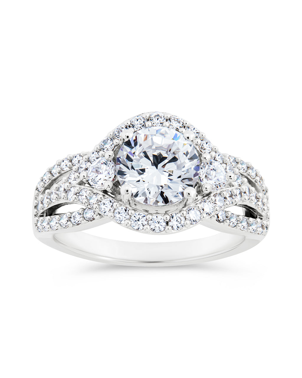 Sterling Silver Round CZ 3-Stone Ring