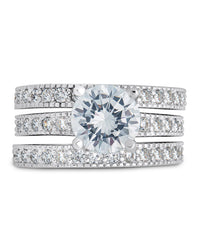 silver brilliant CZ with 3 bands ring