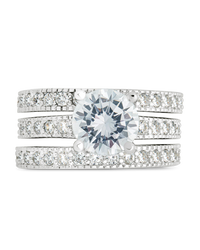 Sterling Silver Brilliant CZ with 2 Bands