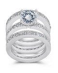 silver brilliant CZ with 3 bands ring