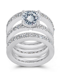 silver brilliant CZ with 3 bands ring