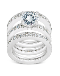 Sterling Silver Brilliant CZ with 2 Bands