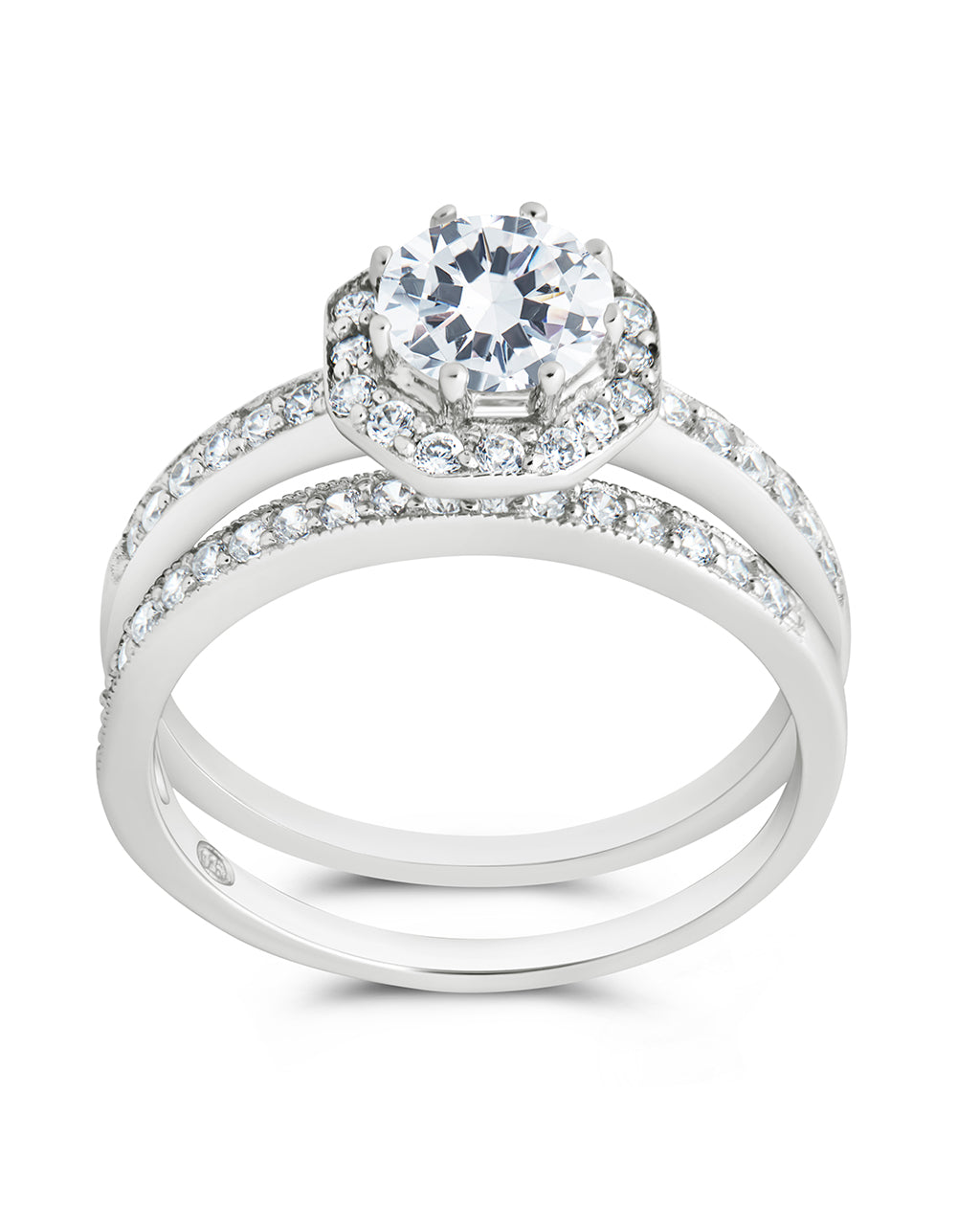 octagon cz ring with band