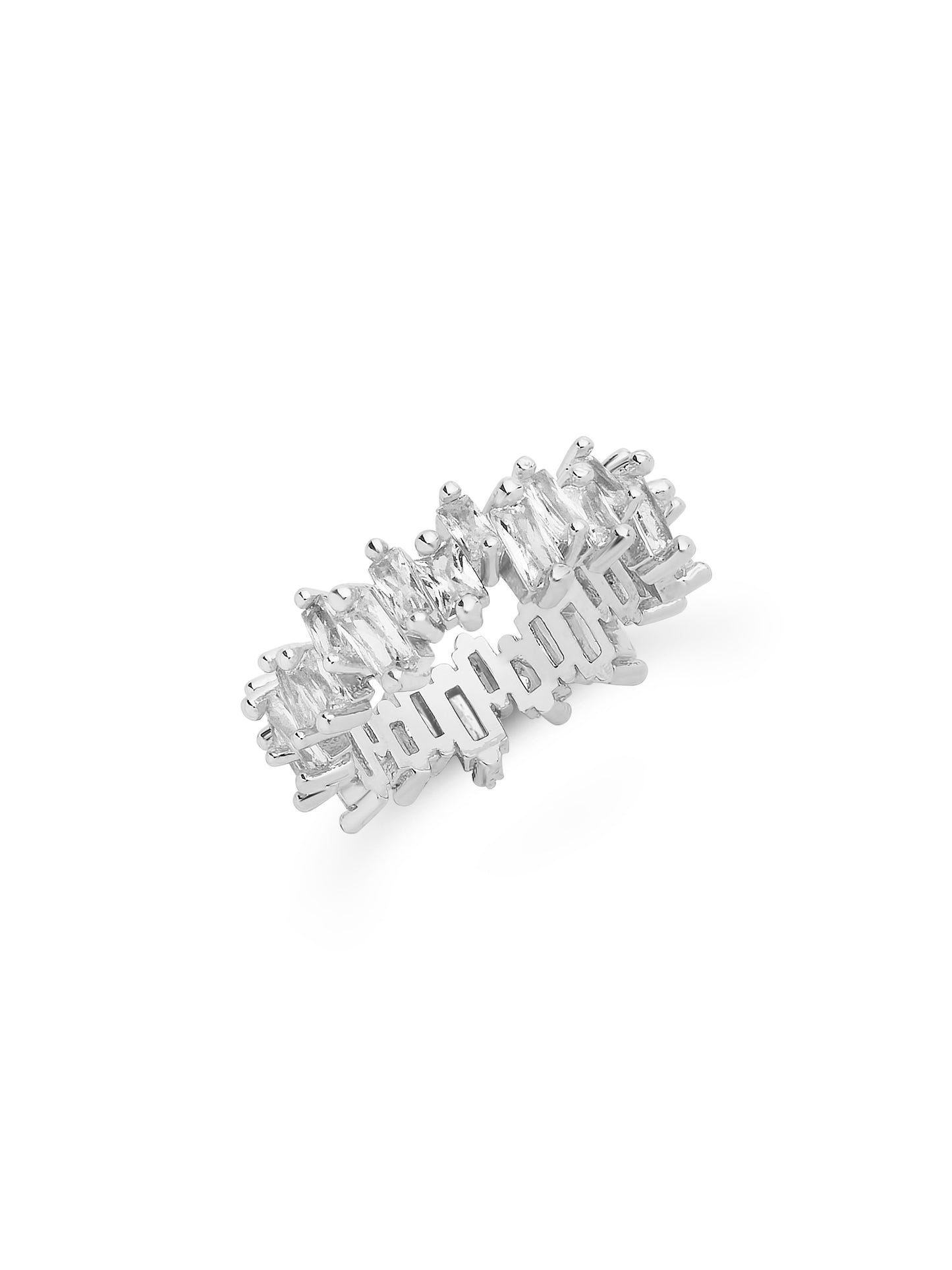Sterling Silver CZ Staggered Eternity Band