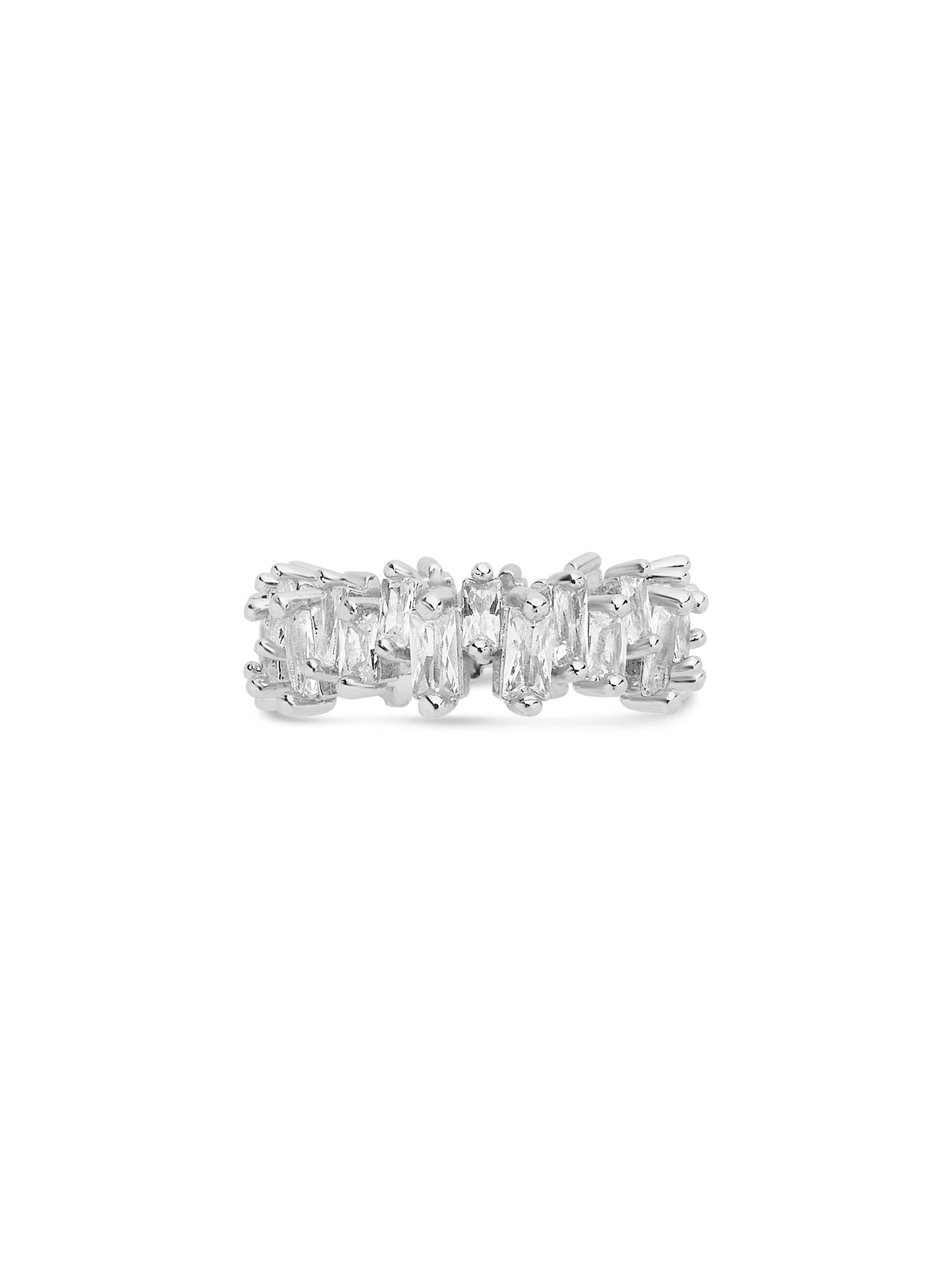 Sterling Silver CZ Staggered Eternity Band