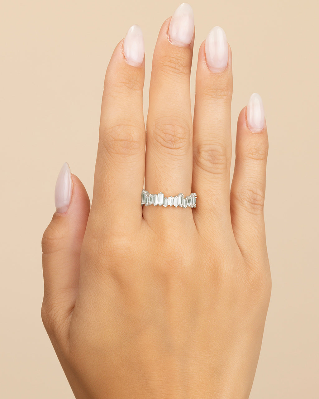 Sterling Silver CZ Staggered Eternity Band