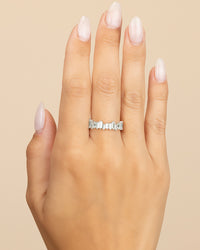 Sterling Silver CZ Staggered Eternity Band
