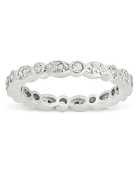 Sterling Silver CZ Bezel Band Ring