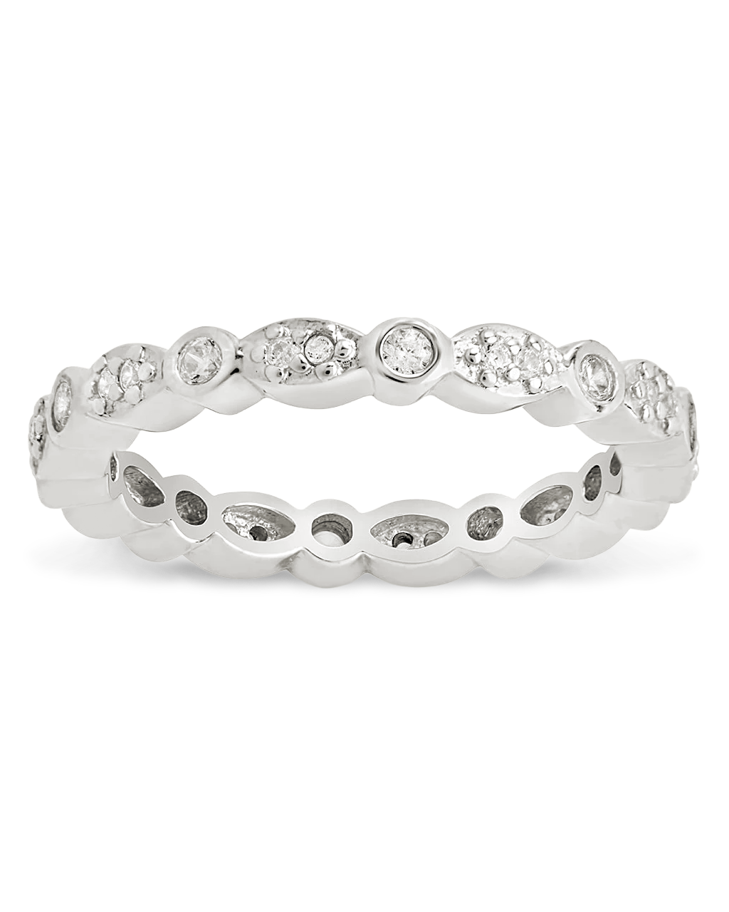 Sterling Silver CZ Bezel Band Ring