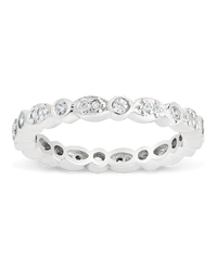 Sterling Silver CZ Bezel Band Ring