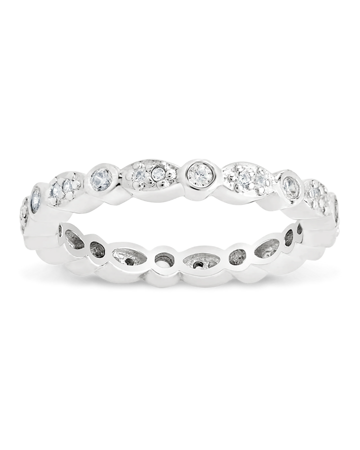 Sterling Silver CZ Bezel Band Ring