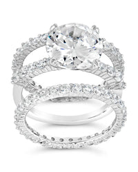 Sterling Silver Brilliant Engagement Ring Set of 3 Ring Sterling Forever 