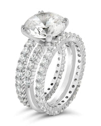 Sterling Silver Brilliant Engagement Ring Set of 3 Ring Sterling Forever 
