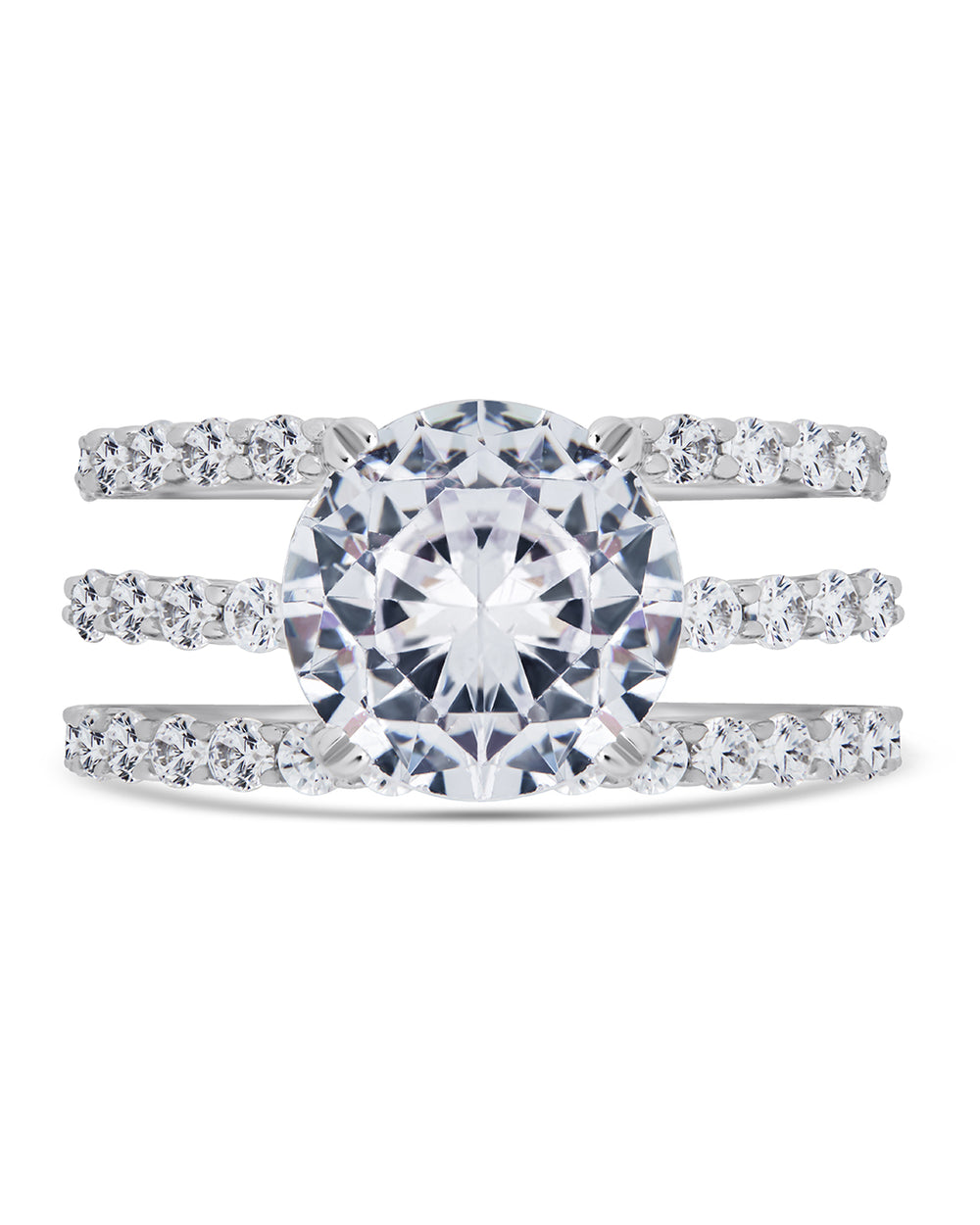 silver engagement ring set of 3