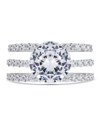 silver engagement ring set of 3