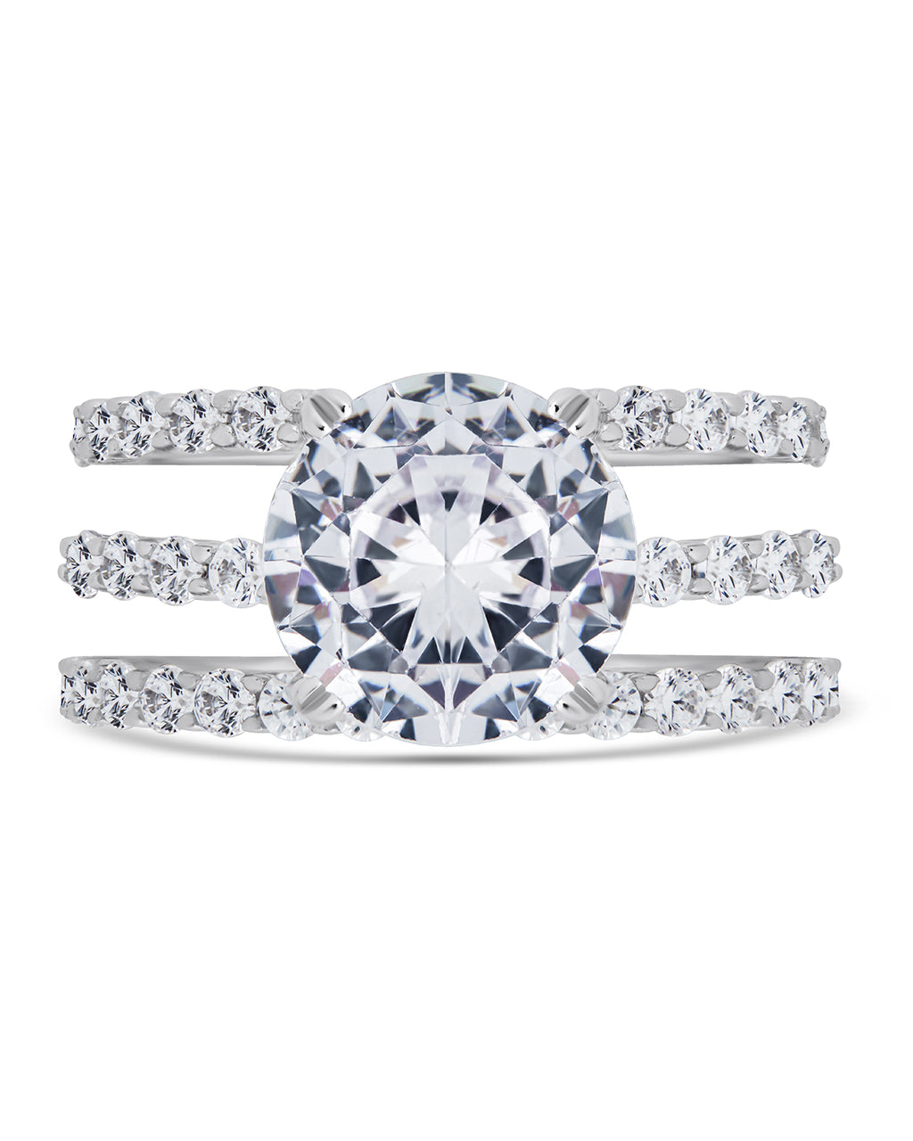 silver engagement ring set of 3