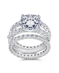 silver engagement ring set of 3