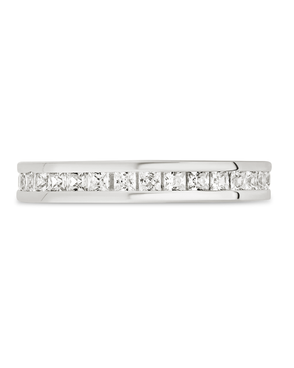 Sterling Silver Princess Eternity Wedding Band