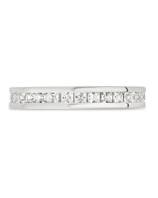 Sterling Silver Princess Eternity Wedding Band