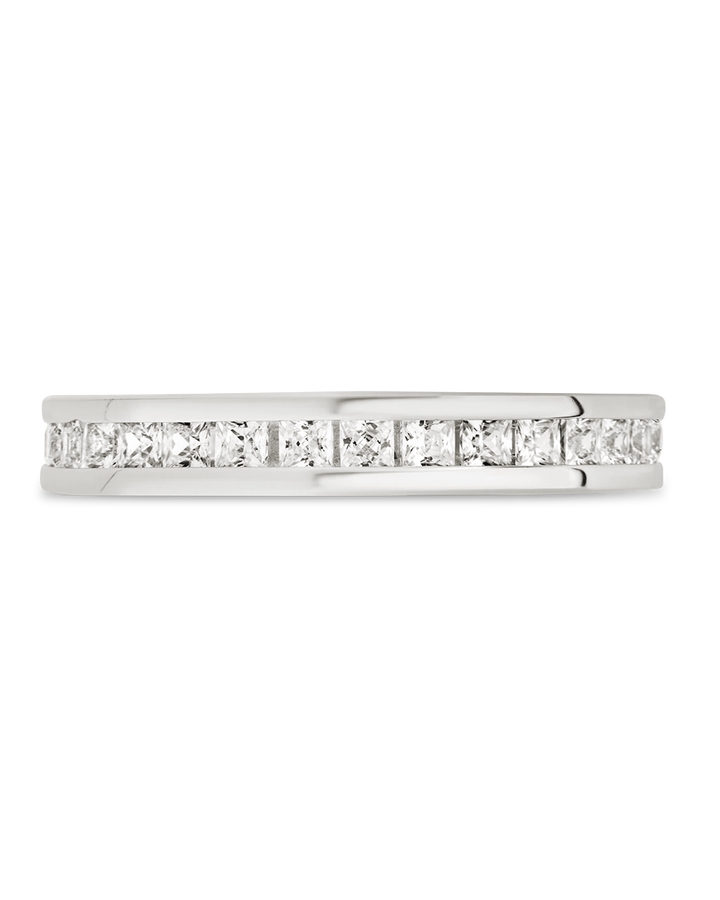 Sterling Silver Princess Eternity Wedding Band