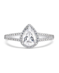 Sterling Silver CZ Pear Cut Engagement Ring - Sterling Forever