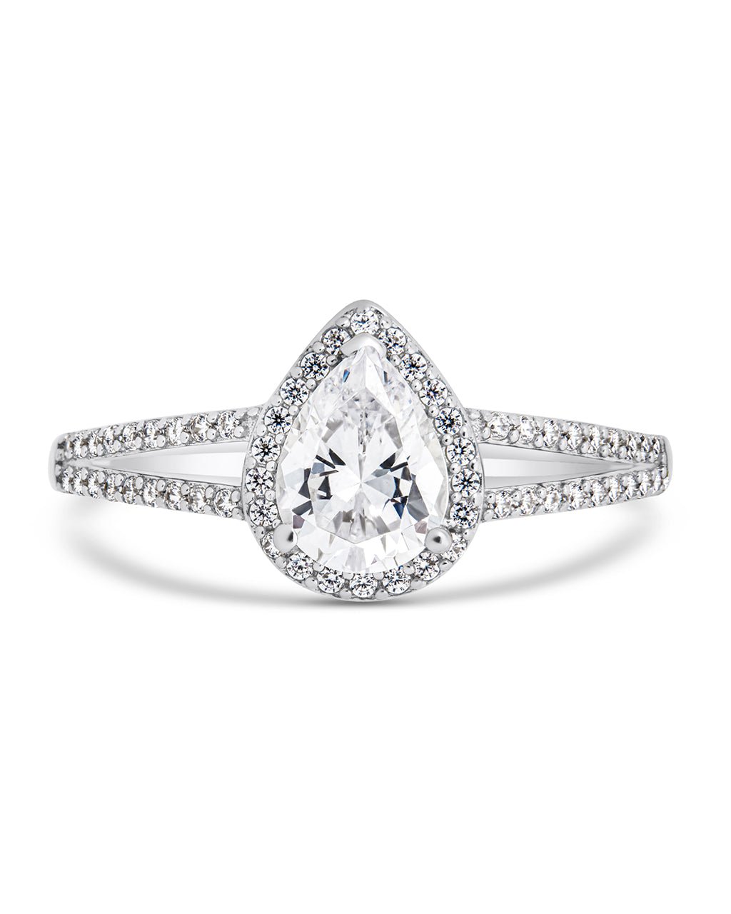 Sterling Silver CZ Pear Cut Engagement Ring - Sterling Forever