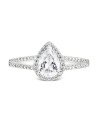 Sterling Silver CZ Pear Cut Engagement Ring