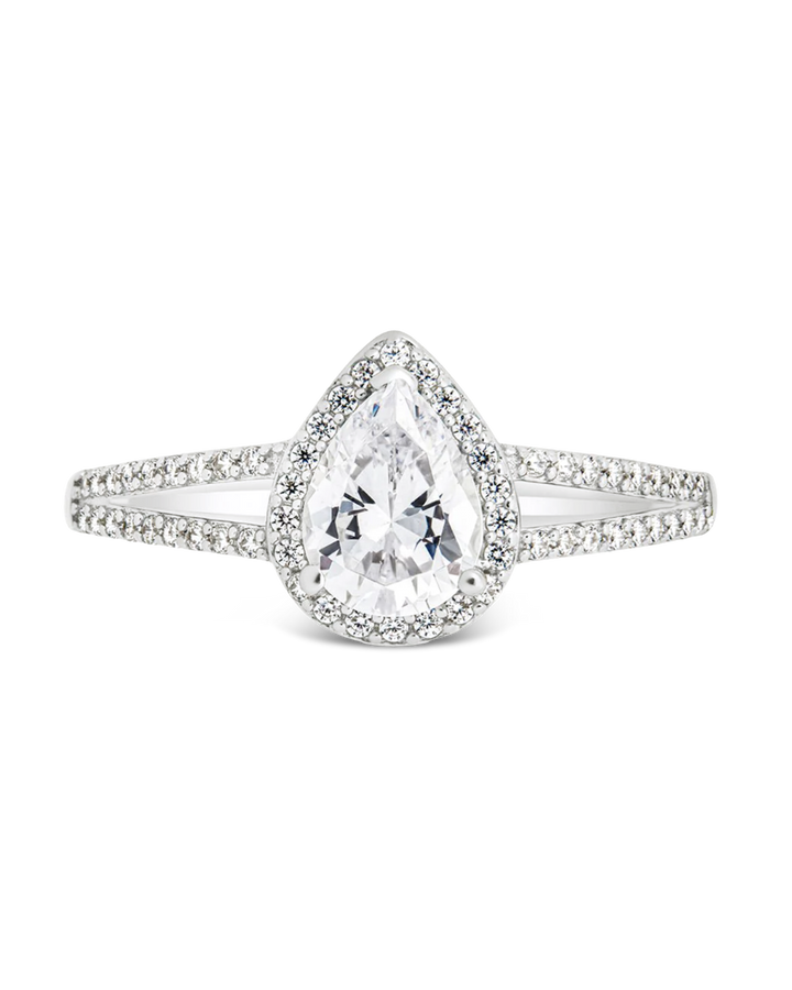 Sterling Silver CZ Pear Cut Engagement Ring