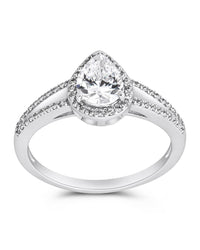 Sterling Silver CZ Pear Cut Engagement Ring - Sterling Forever