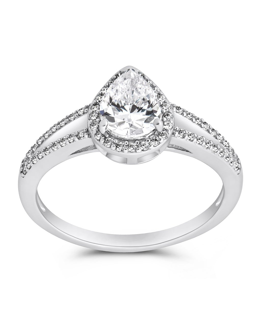 Sterling Silver CZ Pear Cut Engagement Ring - Sterling Forever