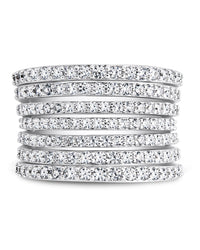 Sterling Silver CZ Multi - Row Statement Ring - Sterling Forever