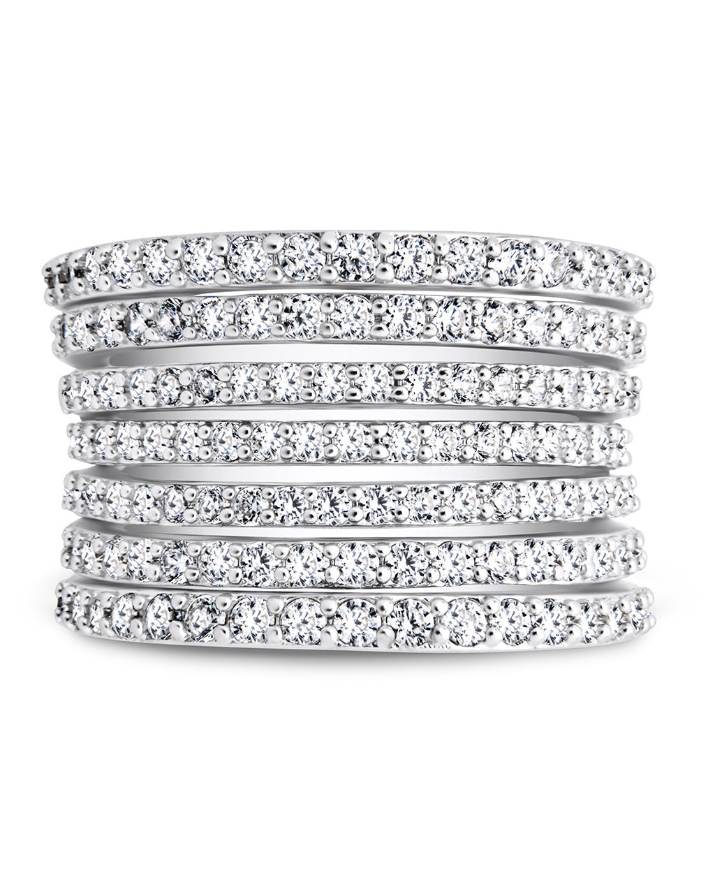 Sterling Silver CZ Multi - Row Statement Ring - Sterling Forever
