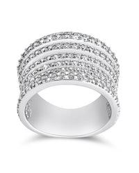 Sterling Silver CZ Multi - Row Statement Ring - Sterling Forever