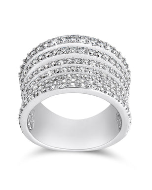 Sterling Silver CZ Multi-Row Statement Ring