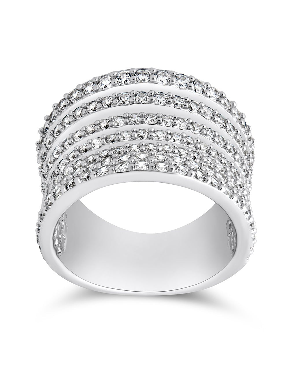Sterling Silver CZ Multi - Row Statement Ring - Sterling Forever