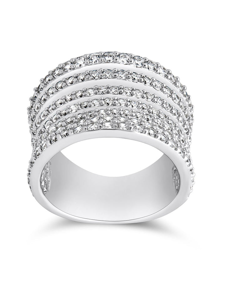 Sterling Silver CZ Multi-Row Statement Ring
