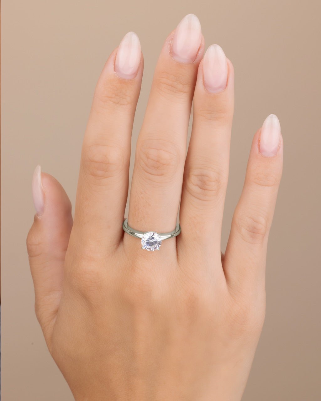 Sterling Silver 4 - Prong Brilliant Cut Promise Ring - Sterling Forever