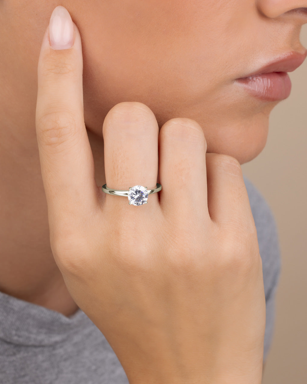 Sterling Silver 4-Prong Brilliant Cut Promise Ring