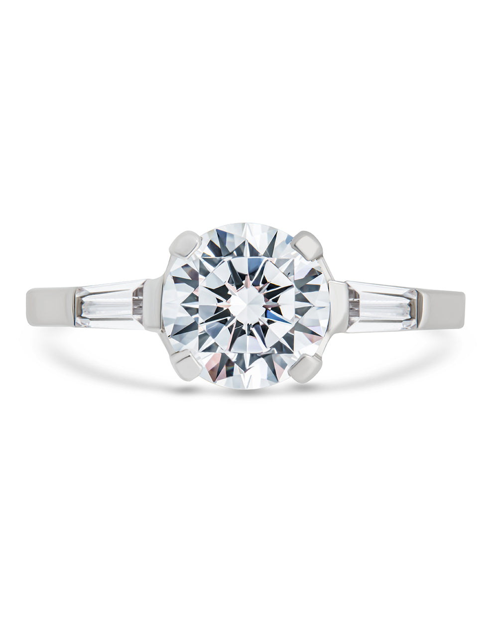 baguette accent engagement ring