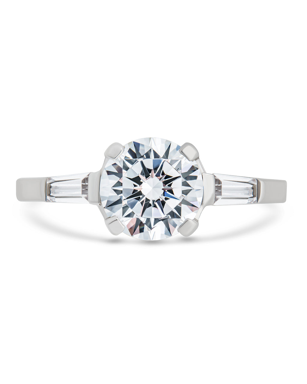 baguette accent engagement ring