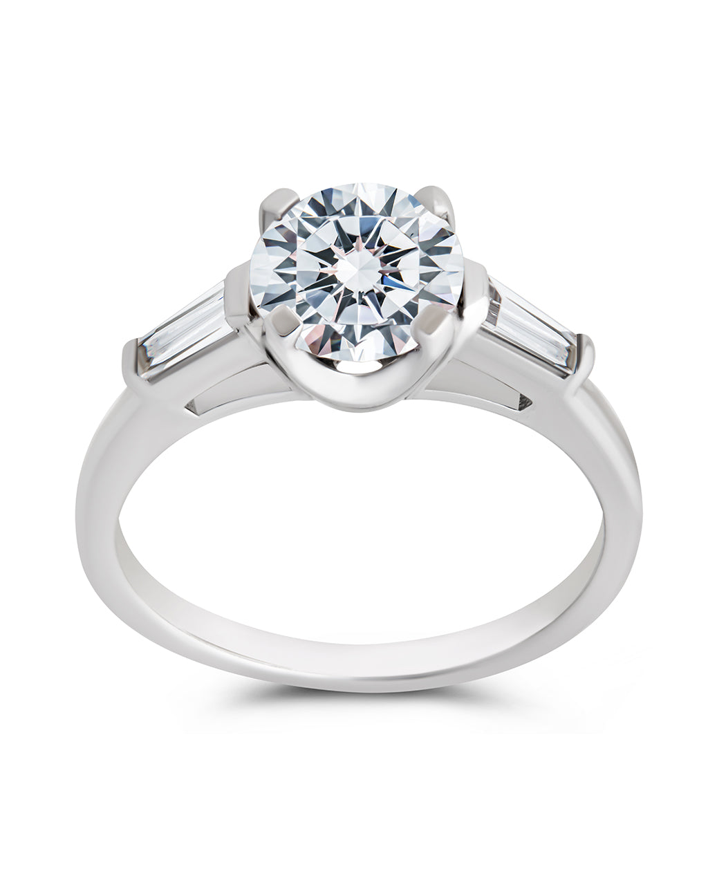 baguette accent engagement ring