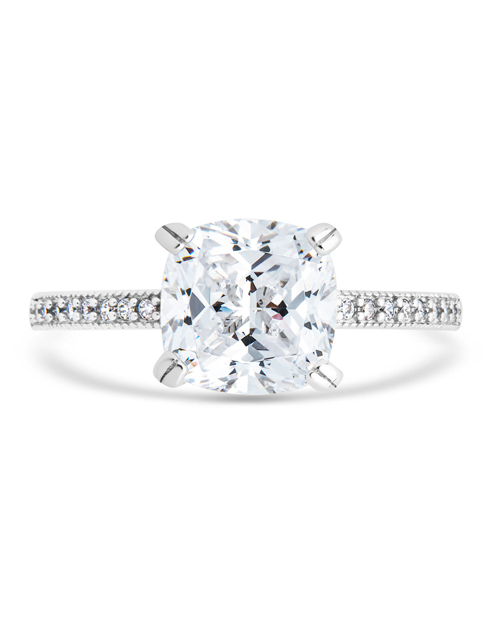 Silver Cushion solitaire ring